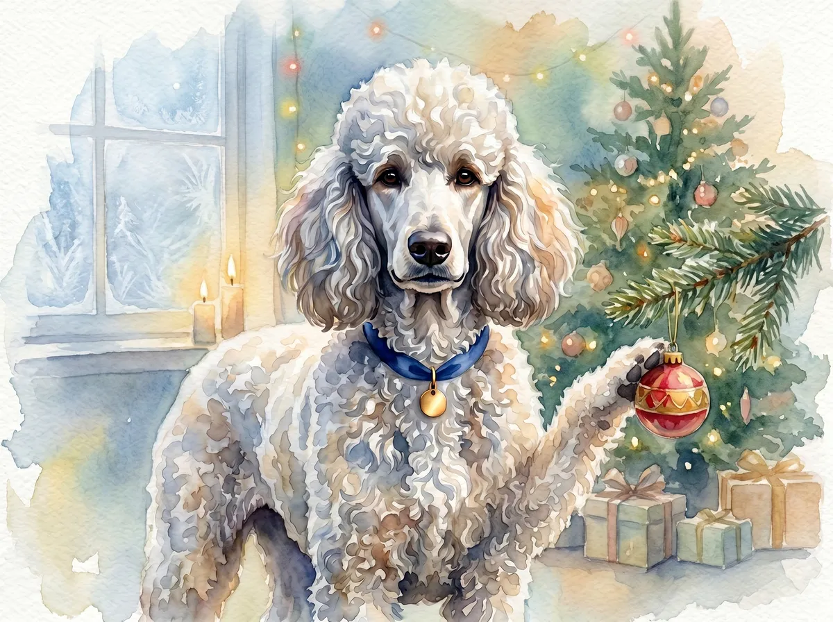 Poodle watercolor calendar month 12